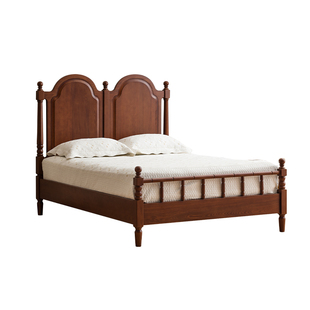 中古风实木床复古主卧大床纯实木法式风格全实木拱形黑胡桃色