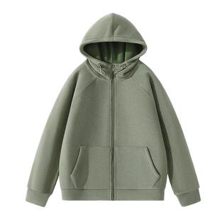 班尼路奥粒绒外套男女同款拉链式连帽开衫双面绒加厚保暖夹克冬A