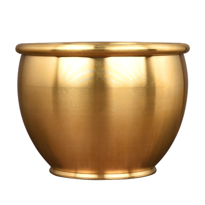 百福铜缸纯黄铜米缸冰箱聚财摆件