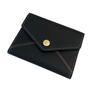 纯牛皮短款小钱包男女通用时尚撞色真皮超薄款证件卡包拉链零钱包