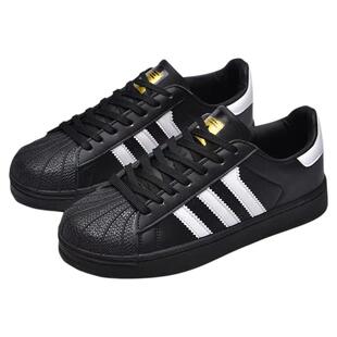 莆田贝壳头男女款黑色经典加绒春冬季学生百搭小白色透气休闲板鞋