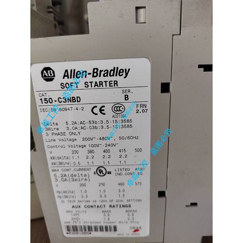 议价原装进口AB罗克韦尔软启动器SMC-3 150-C3NBD 60947-4-2现货