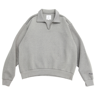 TBALLER 2025新款空气层P0L0长袖卫衣男潮牌日系翻领boxy太空棉