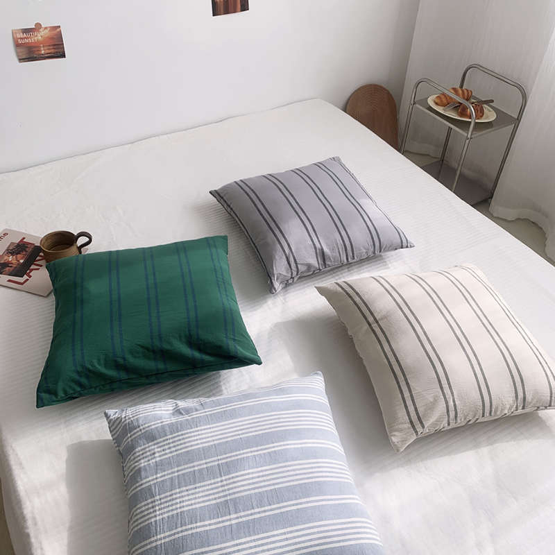 条纹纯色全棉抱枕套纯棉方枕套中性风色系靠枕套抱枕芯全棉水洗棉