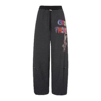 TCH2025冬季新款条纹慵懒休闲宽松显瘦百搭阔腿裤女潮T75D20E1113