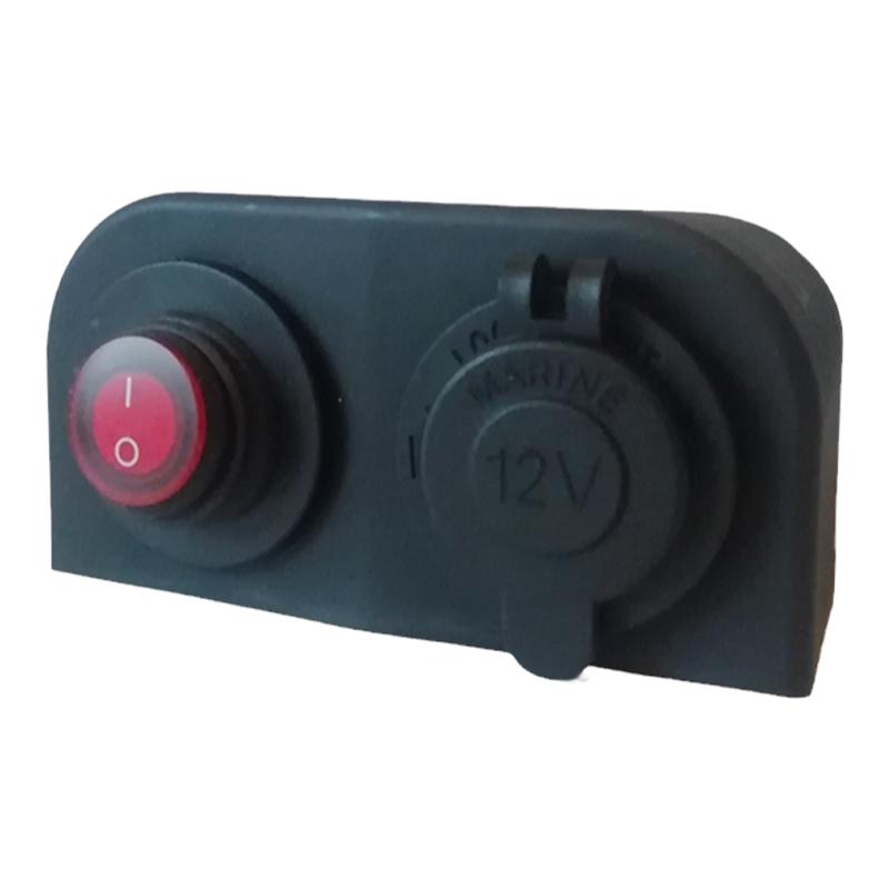 双孔面板带开关船型断电汽车点烟器母座12V-24V车载电源插座新品