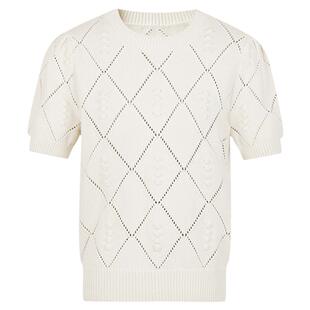 PH KARIN设计感32支全棉纱线弹力针织短袖套头上衣女夏通勤