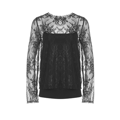 万用内搭后构想黑色蕾丝衫上衣