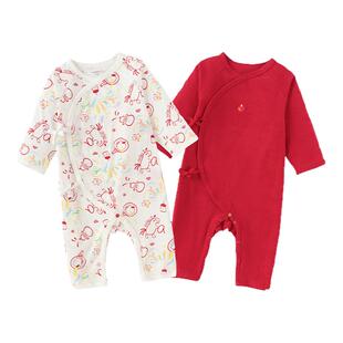 巴拉巴拉婴儿连体衣小月龄衣服哈衣新生宝宝满月礼盒红色爬服新年