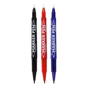 0.5~1mm金万年G-933记号笔小双头勾线笔防水笔不掉色蓝色油性小支细 细两头红色画线笔信号笔标签笔计号笔