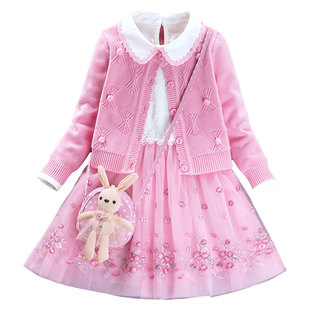 女童秋款长袖公主裙连衣裙两件套洋气小女孩儿童2025春秋新款时髦