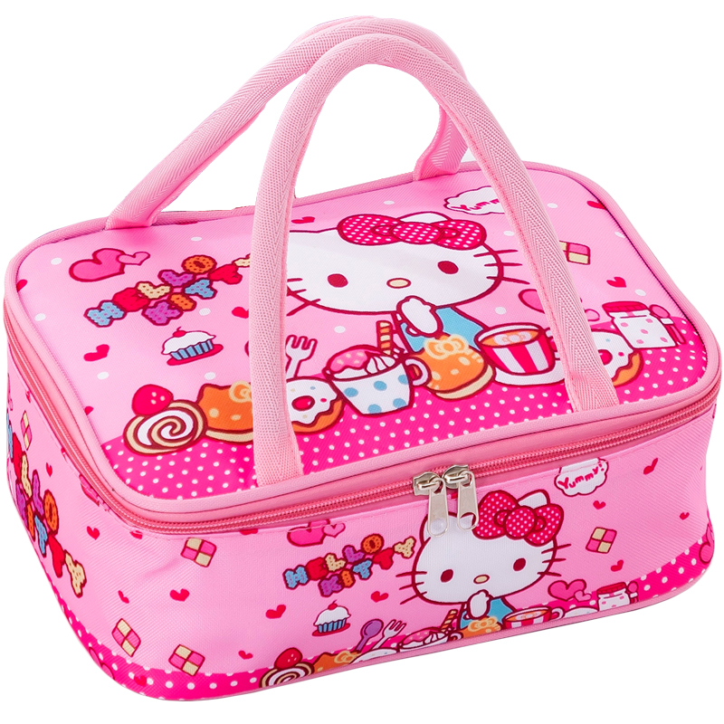 可爱扁平保温饭盒袋子儿童小学生专用防水大容量午餐便当盒手提包