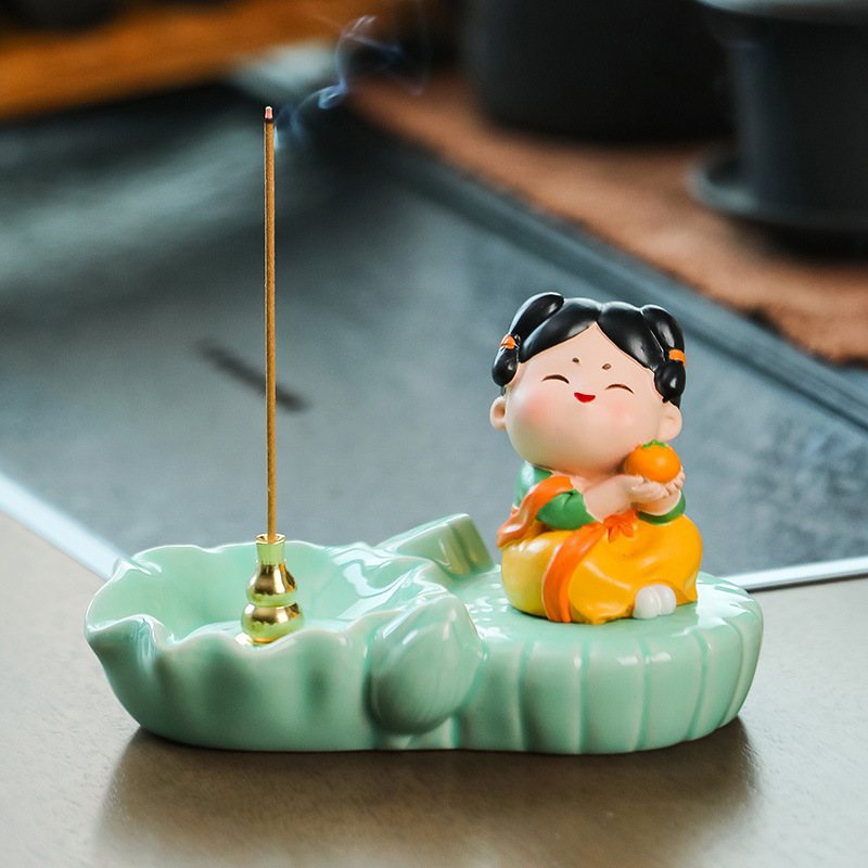新款可爱唐仕女线香香办公室桌面香薰炉香茶室道拖香摆件插装饰品