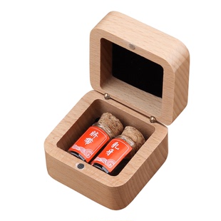 宝宝胎毛脐带收藏盒胎发保存新生婴儿纪念品肚脐储存瓶实木收纳盒