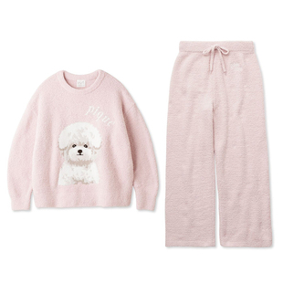 日系可爱比熊泰迪加厚软绵绵保暖女士冬季睡衣毛绒软糯卡通家居服