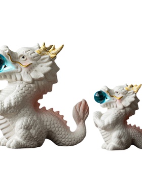 祥龙戏珠国潮风陶瓷生肖龙摆件