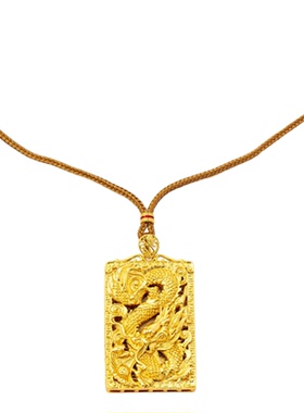 国潮越南沙金项链复古龙行天下龙牌吊坠男女宫廷风久不掉色首饰品