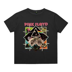 平克弗洛伊德Pink Floyd星空印花宽松情侣装男女短袖T恤复古潮牌