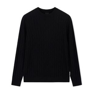 ARMANI EXCHANGE/阿玛尼冬新款男羊毛混纺老钱风绞花针织毛衣内搭