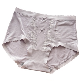 花仙子内裤女新款中高腰莫代尔蕾丝性感柔软舒适抑菌三角短裤大码