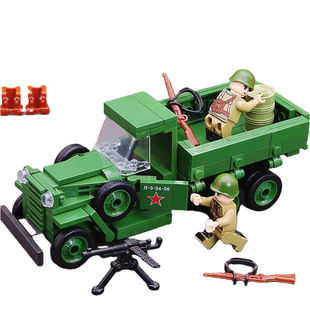 积木德国苏联二战一号坦克虎式豹式大炮飞机碉堡拼装益智玩具模型