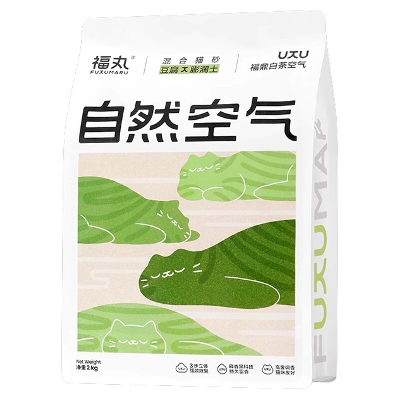 福丸自然空气爆款白茶猫砂豆腐猫砂混合膨润土除臭防臭混合砂