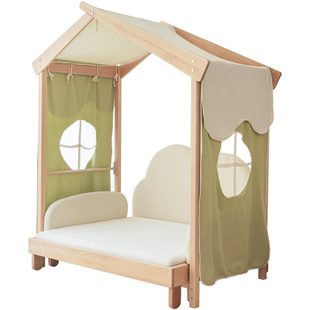 玩梦超人 儿童床冰棍儿床秋千抽拉环保实木帐篷伸缩房子床儿童房
