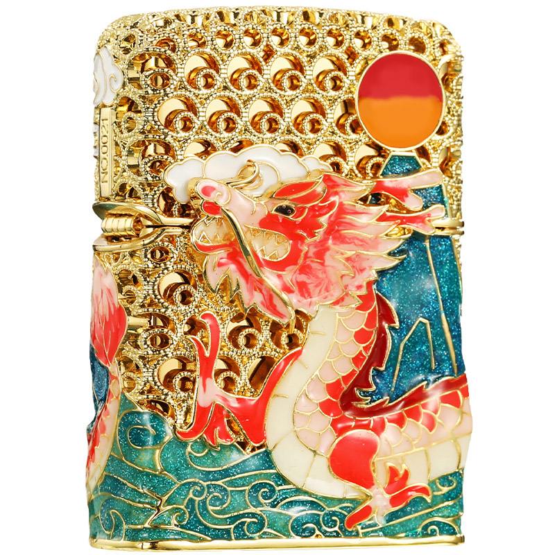 正版zippo打火机夜光花丝珐琅龙彩生肖年送礼正品防风定制高档zp