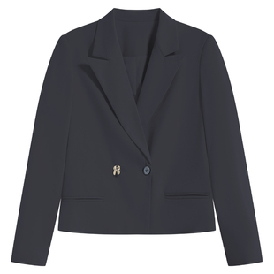 movk黑色西装外套女小个子短款轻职场职业面试休闲高级感正装套装