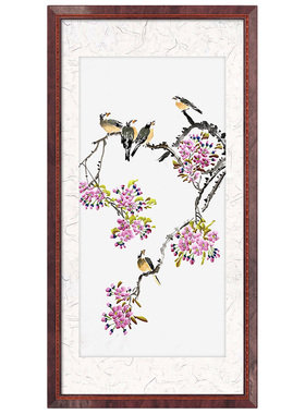 白头翁画定制 手绘白头鹎的画 桃花挂画腊梅图 喜上眉梢画 杏花画