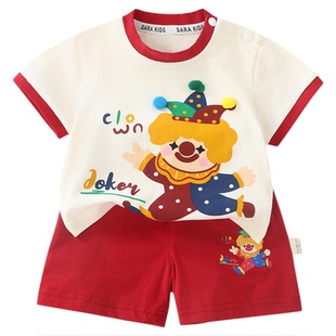 男宝宝夏日套装满月周岁婴幼儿衣服夏季洋气小月龄T恤短裤外出夏