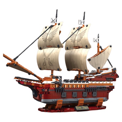 加勒比高难度巨大型帆船海盗船模型男孩益智拼装积木拼图摆件玩具