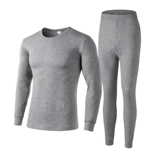 AB内衣男士加厚三层保暖内衣圆领秋冬纯棉夹棉柔软秋衣裤套装T861