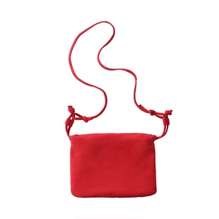 芝士商店~韩国新年红色斜挎包女秋冬手提云朵饺子包抽绳麂皮包包
