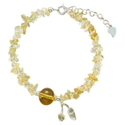 一生一石黄阿赛碎碎冰手链女时尚高级感黄水晶手串首饰礼物送女友