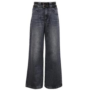 Vero Moda牛仔裤2025春季新款高腰阔腿裤做旧腰带通勤325132043