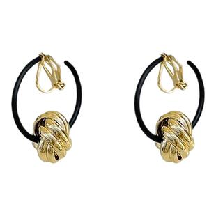 黑色圈圈耳夹复古港风小众设计无耳洞耳环2026新款高级感气质耳饰