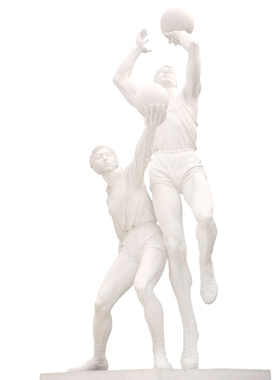 玻璃钢树脂材质仿石材雕塑校园体育运动主题排球冠军人物雕像摆件