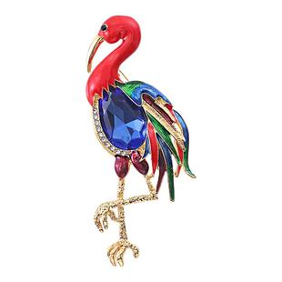 跨境热销动物胸针男复古个性合金滴油丹顶鹤毛衣西装别针配饰品