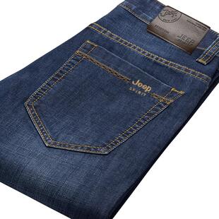 吉普美式牛仔裤男士宽松直筒春季男款水洗高端大码品牌休闲长裤子