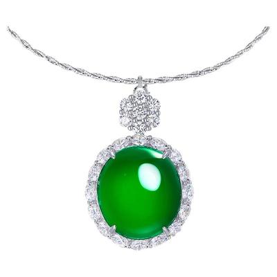 AILEQ满绿蛋面玉髓吊坠时尚气质