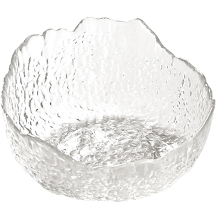 手工锤纹玻璃茶洗 透明现代水盂笔洗大号 功夫茶具配件茶渣茶水桶