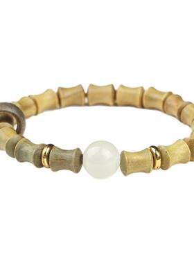 宋传承天然绿檀木节节高升竹节手串男盘玩佛珠环款运转女手链礼物