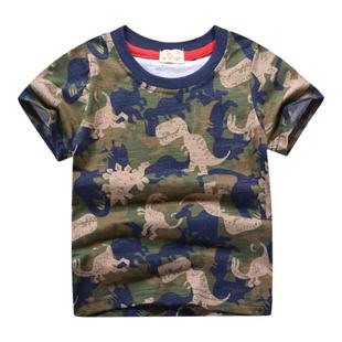 2025新款夏季童装韩版男童短袖T恤 竹节迷彩宝宝儿童女童半袖上衣