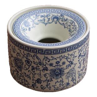 鑫裕源青花缠枝莲漏斗烟灰缸家用陶瓷带盖防飞灰办公室烟缸烟盅缸