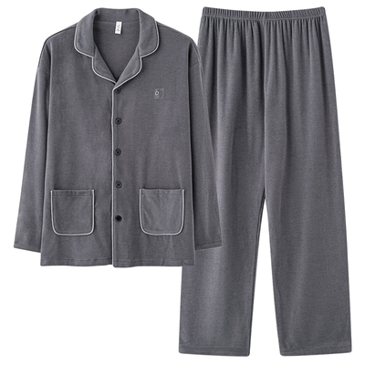 德绒睡衣男款秋冬加绒加厚