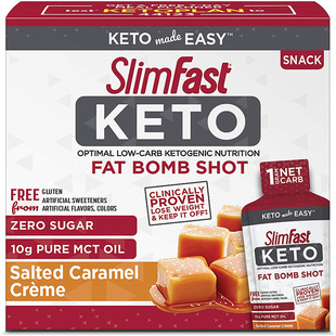 美国直邮SlimFast KETO加盐焦糖低碳生酮 无糖无麸质10包