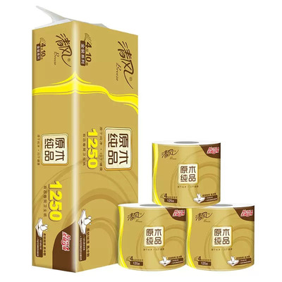 清风卷纸卫生纸4层1250克卷筒纸手厕纸巾家用实惠装有效优质原生