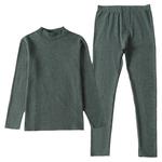 中高领保暖内衣男士套装加厚加绒发热秋衣秋裤德绒打底纯棉毛衫冬