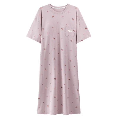 纯棉睡裙女长袖薄款宽松连衣裙